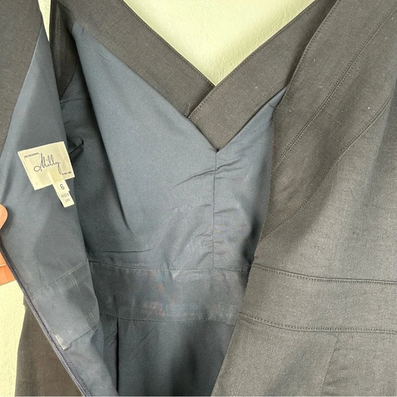 Milly Sleeveless Little Black Dress Bondage Pockets V-Neck Size 6 0039 - Picture 4 of 12